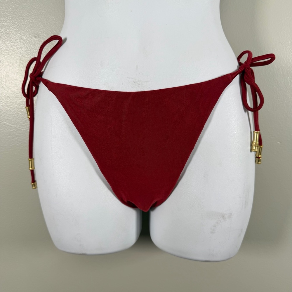 *NEW Vix Side Tie Bikini Bottoms Full Coverage Red Size Large